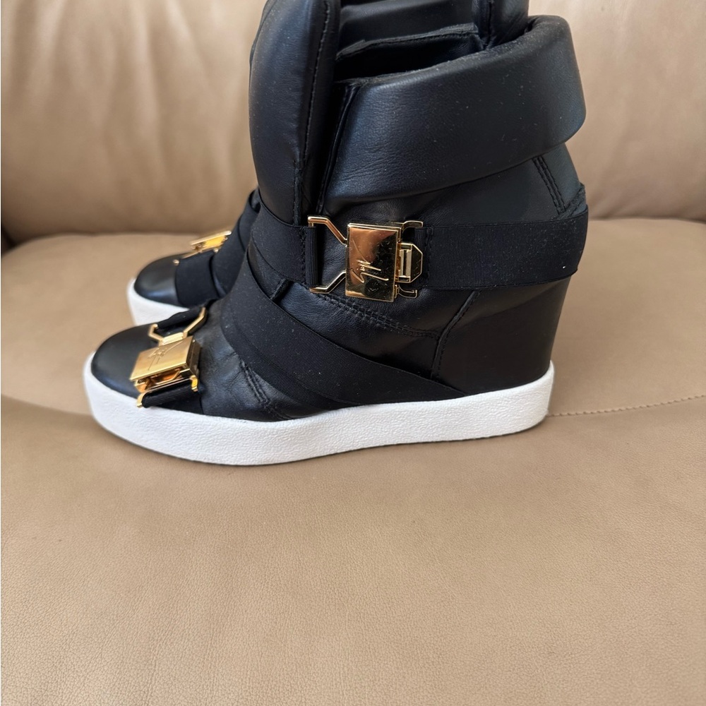 Giuseppe Zanotti wedge sneakers black and gold - Picture 2 of 7